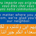 Welcome Your Neighbor Sign: No matter where you are from, we're glad you're our neighbor.