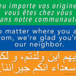 Welcome Your Neighbor Sign: No matter where you are from, we're glad you're our neighbor.